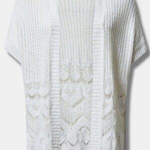 Torrid NWT Open Stitch Cardigan Poncho Sweater White Size 3/4